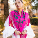 Mantón Gabriela Flores Buganvilla - Fucsia M238-The Nook Store