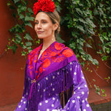 Mantón Carmuca Bicolor Morado/Rojo M482