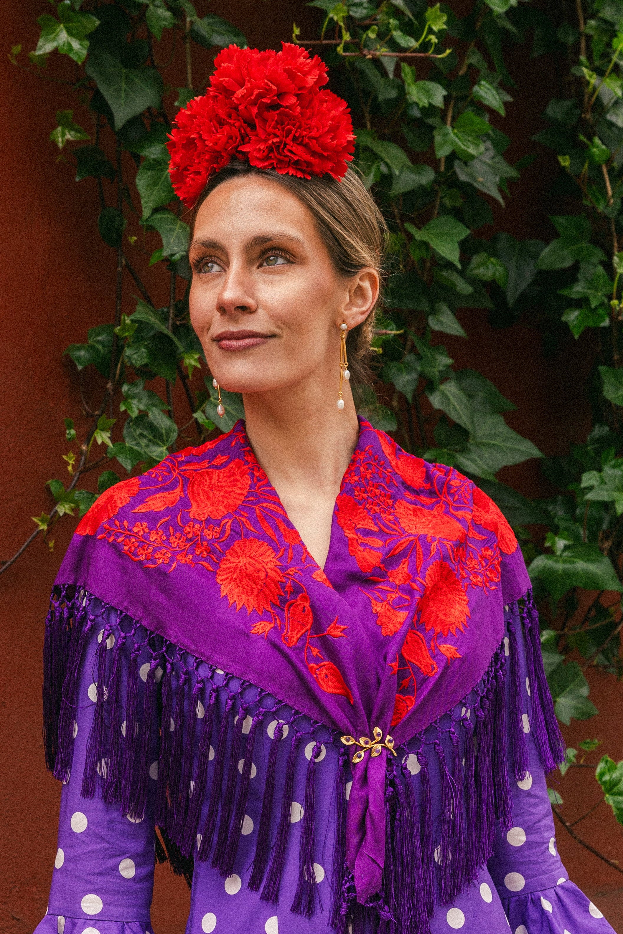 Mantón Carmuca Bicolor Morado/Rojo M482-The Nook Store
