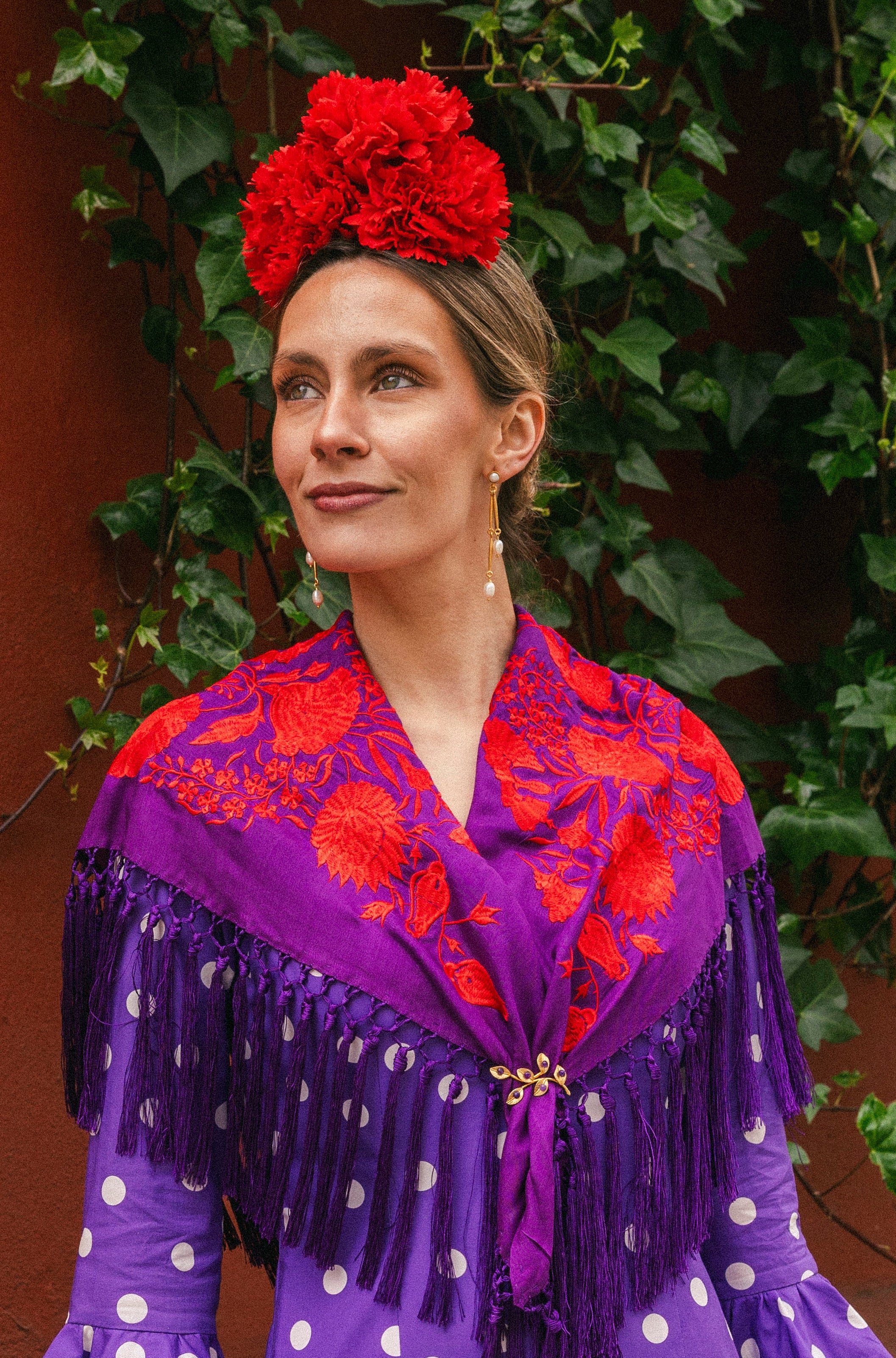 Mantón Carmuca Bicolor Morado/Rojo M482-The Nook Store