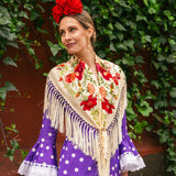 Camila Wine Shawl Red Flower M494