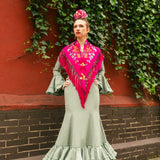 Mantón India Fucsia M367