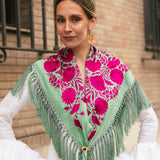 Camila Wine Shawl Red Flower M494