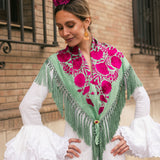 Camila Wine Shawl Red Flower M494