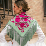 Camila Wine Shawl Red Flower M494