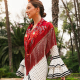 Châle Camila à fleurs rouges M496