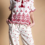 Blusa Zuri Ecru/Wine BLU01-The Nook Store