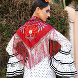 Châle Camila à fleurs rouges M496