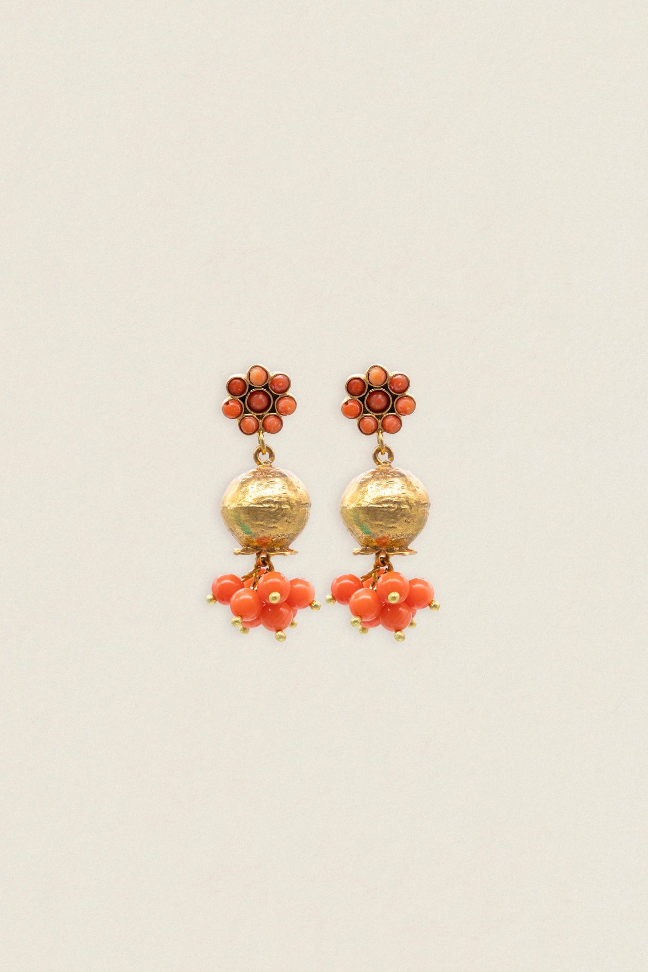 Pendientes Flor Granada Coral PEN254-The Nook Store