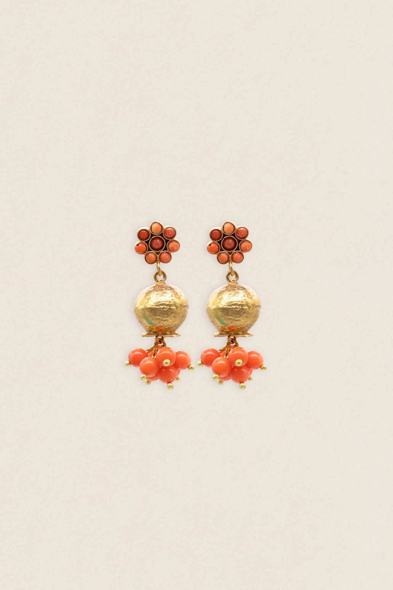 Pendientes Flor Granada Coral PEN254-The Nook Store