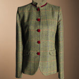 CHQ45 Chaqueta Cori Verde Cuadros Azules y Teja