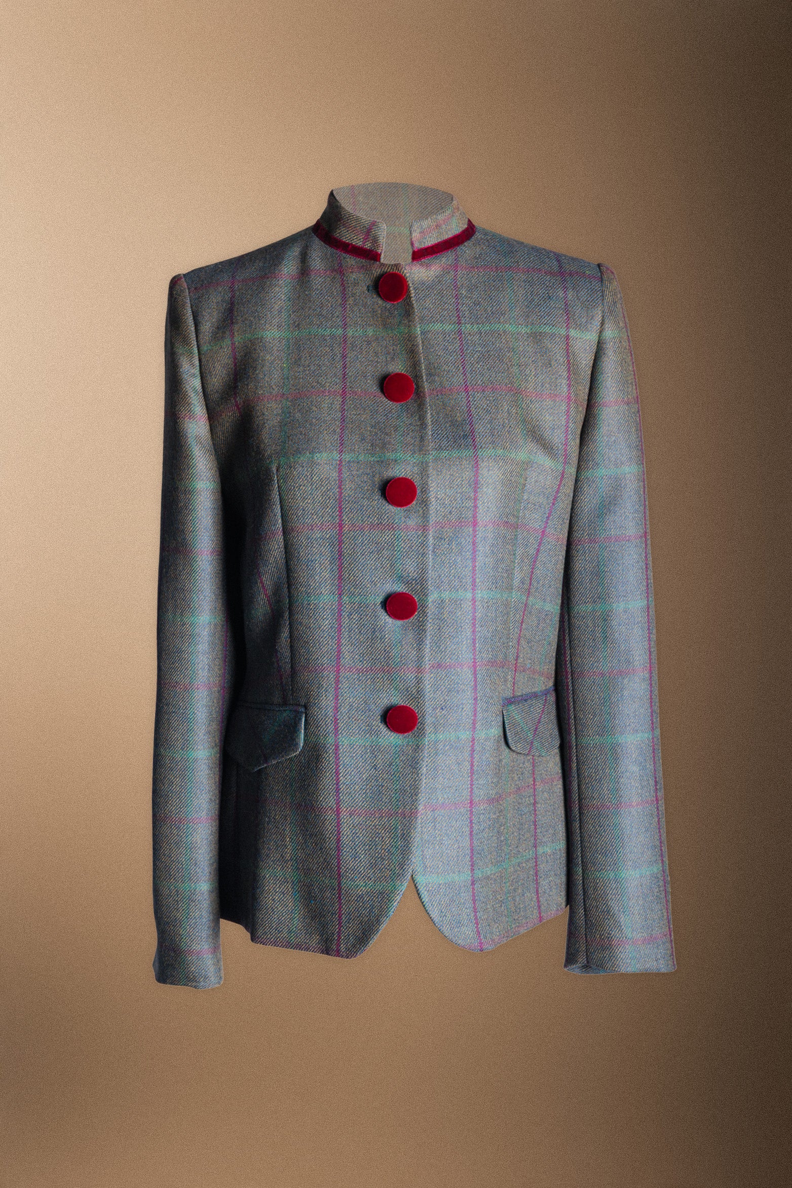 CHQ44 Chaqueta Cori Verde Claro Cuadros Multicolor-The Nook Store