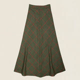 Falda Carola Verde Cuadros Naranja FAL04