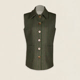 Chaleco con Capa Carlota Verde Kaki Rayas Malvas CAP01