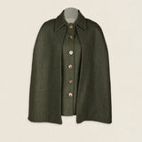 Chaleco con Capa Carlota Verde Kaki Rayas Malvas CAP01