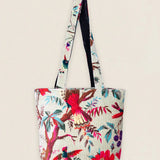 Ethnic Coral Embroidered Velvet Shopper Bag