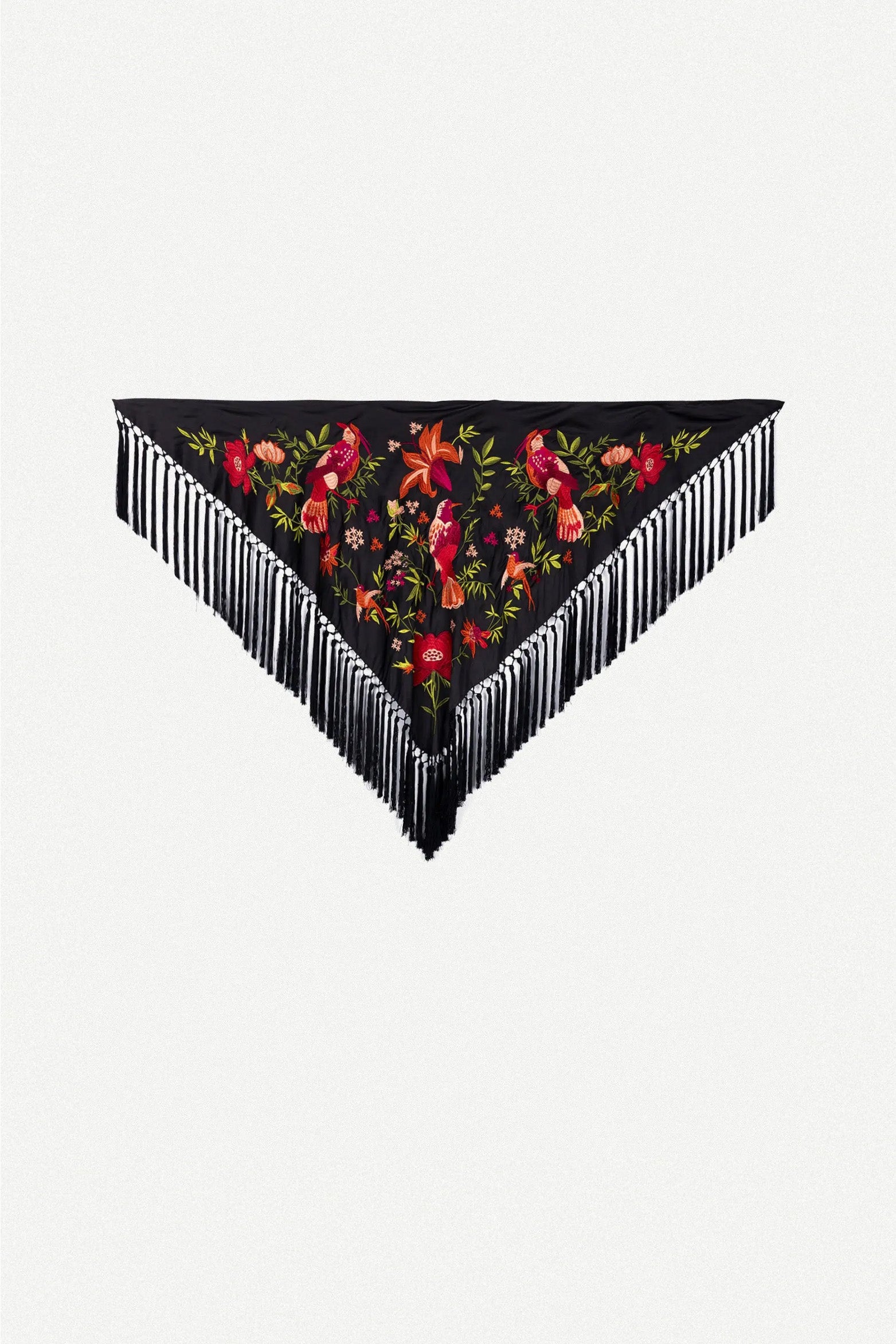 Mantón Niña Pajaros Negro 1M44-The Nook Store