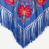 Mantón Camila Azul Ribete Rojo M468