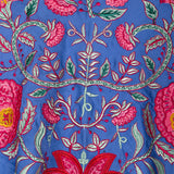 Mantón Camila Azul Ribete Rojo M468