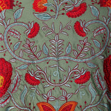 Mantón Camila Verde Viejo Flor Roja M495