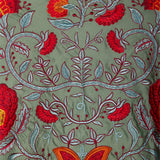 Mantón Camila Verde Jabonoso Flor Roja M500-The Nook Store