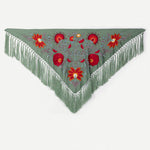 Mantón Camila Verde Jabonoso Flor Roja M500-The Nook Store