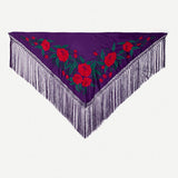 Mantón Gabriela Flores Rojas - Morado M281