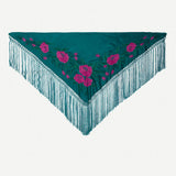 Mantón Gabriela Flores Buganvilla - Agua Marina M239