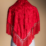 Camila Wine Shawl Red Flower M494