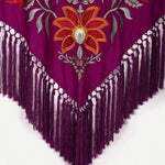Mantón Camila Berenjena Flor Roja M499 The Nook Store