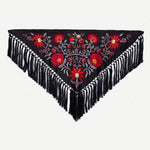 Manton Niña Camila Negro Flor y Ribete Rojo 1M535-The Nook Store