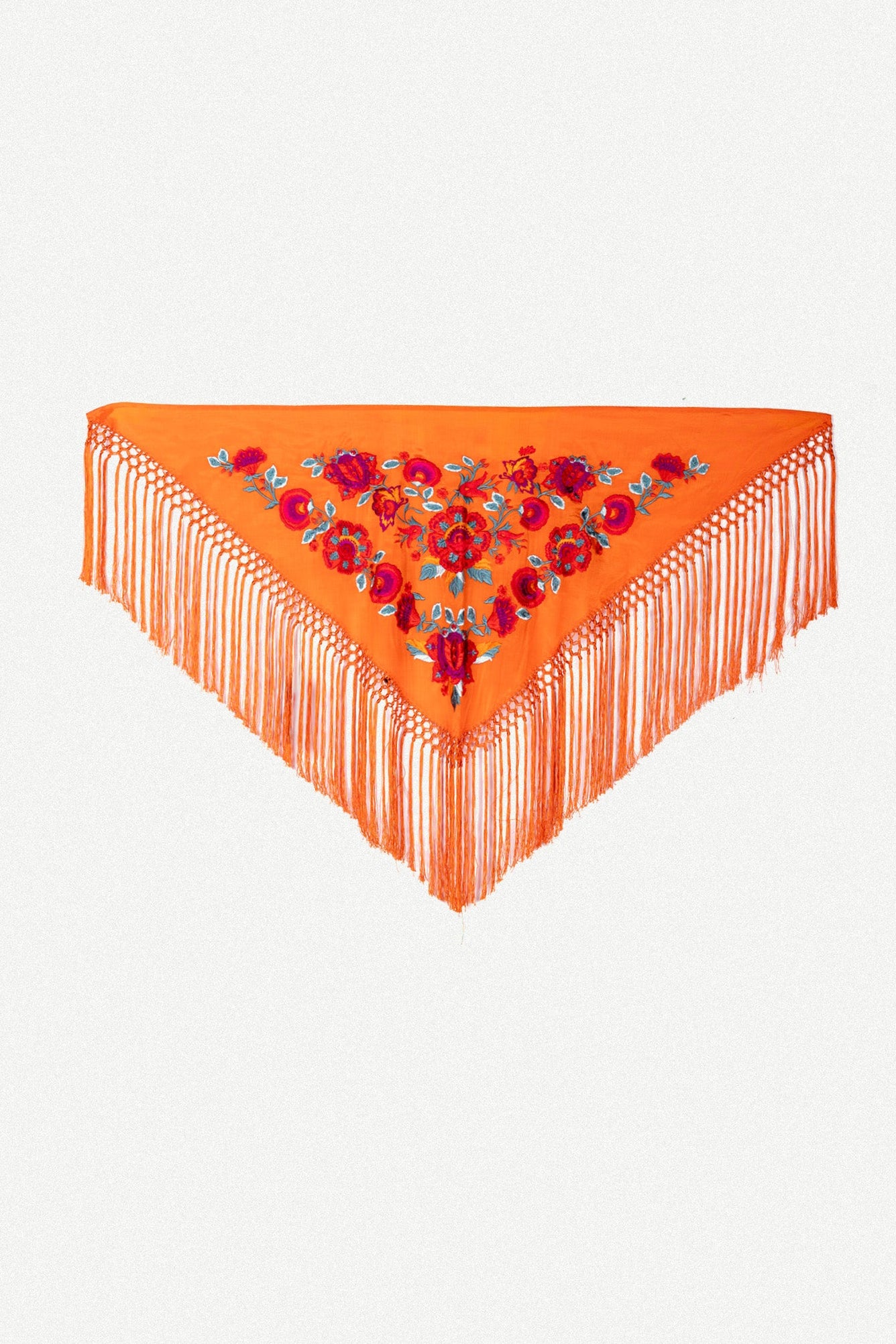 Mantón Niña Blanca Flores Rojas - Naranja 1M257-The Nook Store