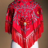 Manton Camila Rojo Flor y Ribete Rojo M539-The Nook Store