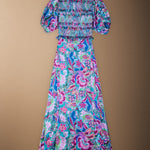 Vestido Lucia Verde Agua Flores Vest17-The Nook Store