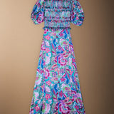 Vestido Lucia Verde Agua Flores Vest17-The Nook Store
