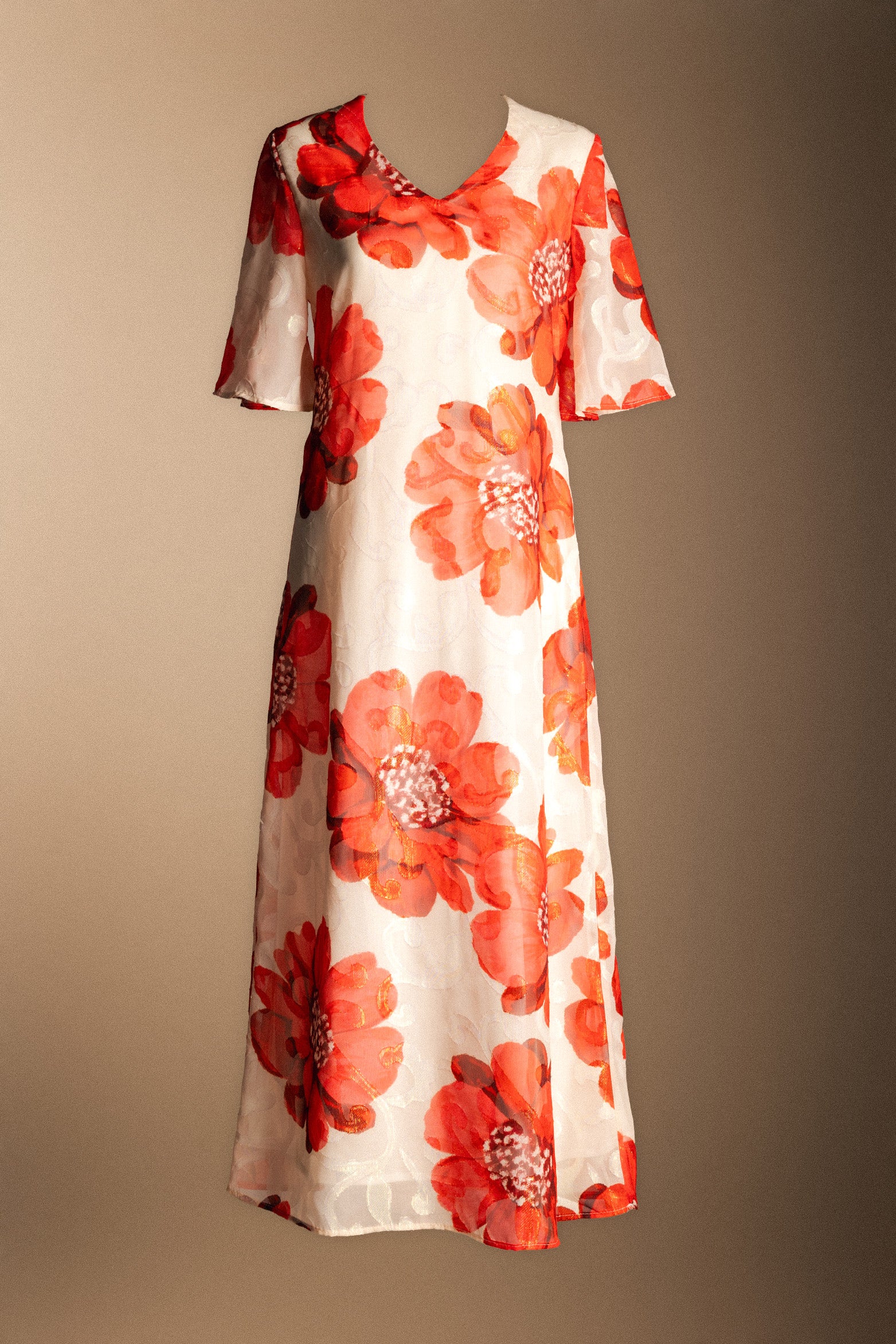 Vestido Agnes Crudo Flor Grande Roja VEST30-The Nook Store