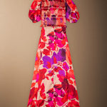 Vestido Lucia Flores Rojas y Moradas Vest18-The Nook Store