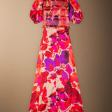 Vestido Lucia Flores Rojas y Moradas Vest18-The Nook Store