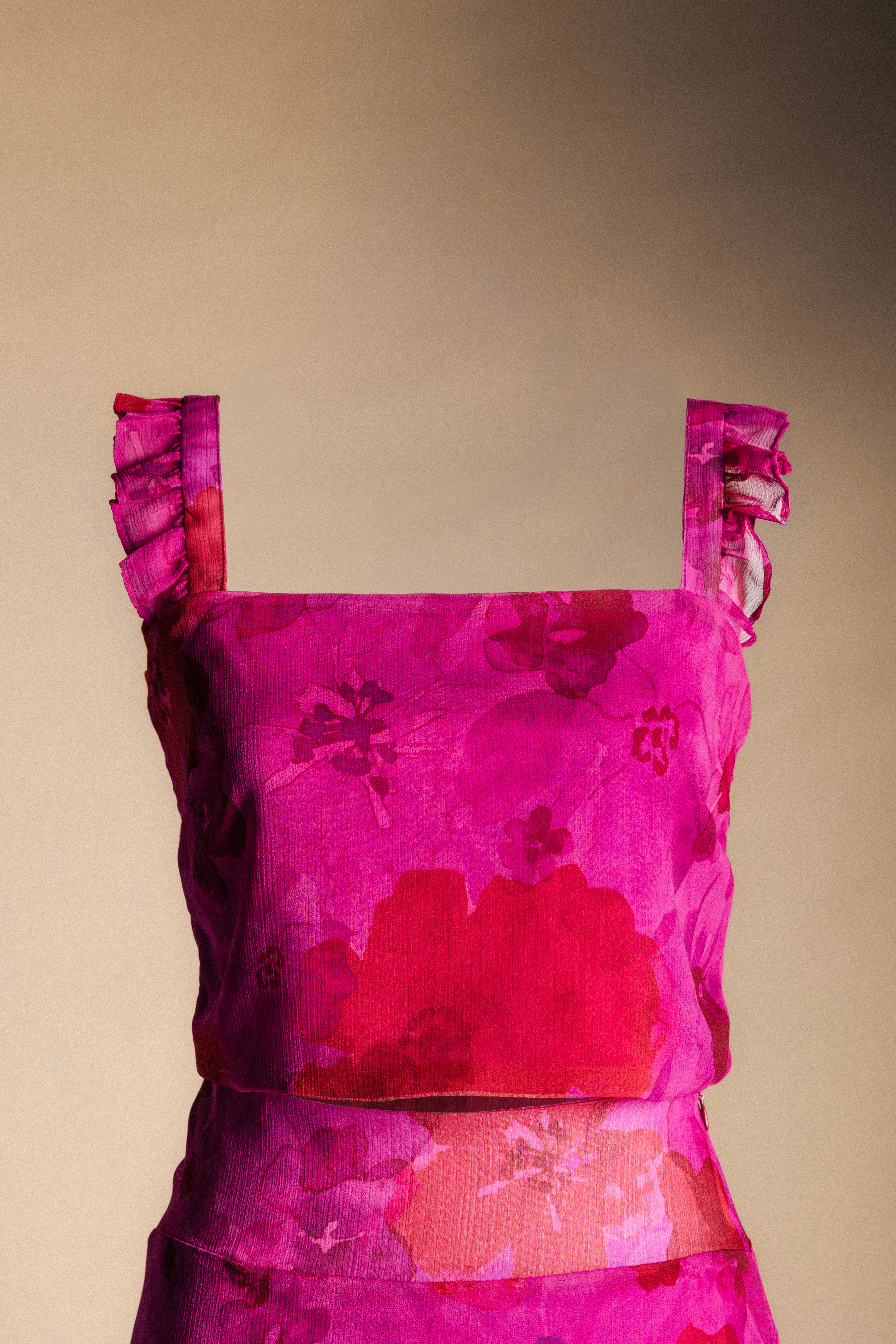Top Pipa Fucsia Flores TOP03-The Nook Store