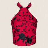 Top Vera Rojo Flores Negras TOP01-The Nook Store