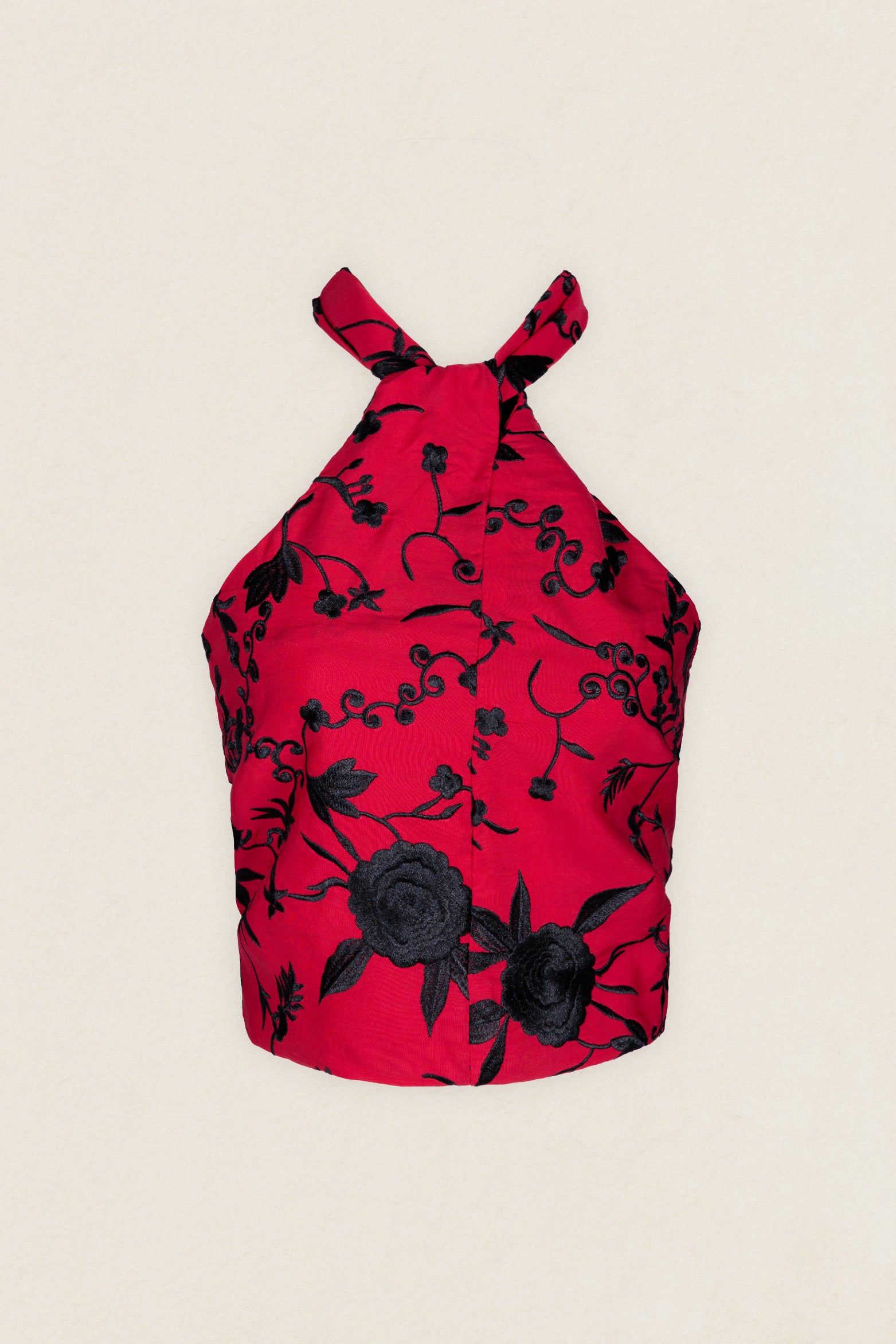 Top Vera Rojo Flores Negras TOP01-The Nook Store