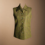 Chaleco con Capa Carlota Kaki Cuadros Morados y Teja-The Nook Store