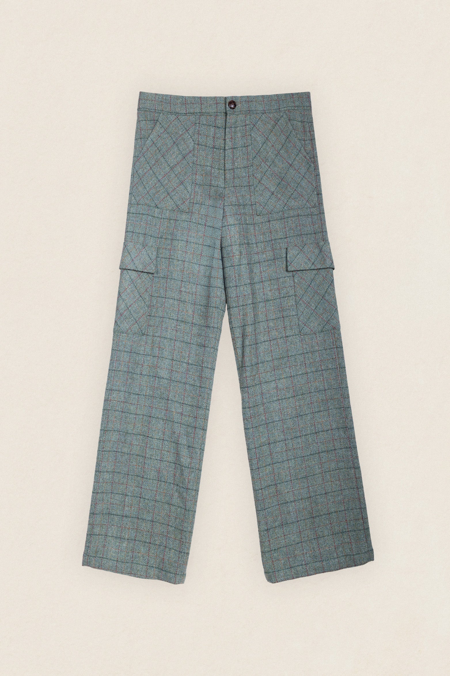 Pantalón Cargo Verde Cuadros Menta y Burdeos-The Nook Store