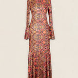 Vestido Tropical Paisley Mostaza y Rosa-The Nook Store
