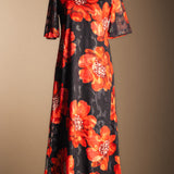 Vestido Agnes Negro Flor Grande Roja VEST31-The Nook Store