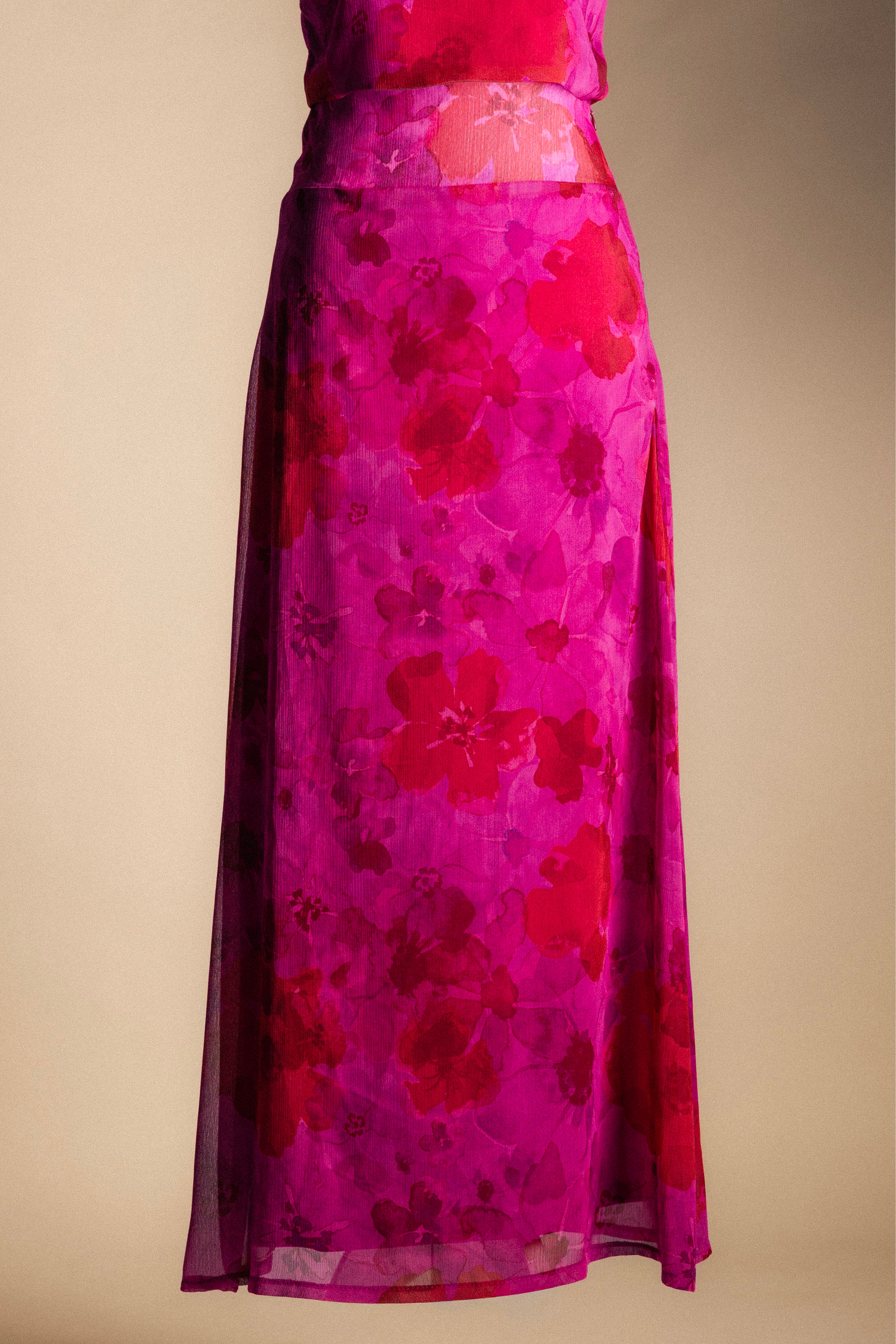 Falda Pipa Fucsia Flores FAL23-The Nook Store