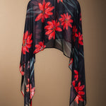 Vestido Con Capa Fiona Negro Flor Con Tallo Vest11-The Nook Store