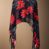 Vestido Con Capa Fiona Negro Flor Con Tallo Vest11-The Nook Store
