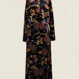 Vestido Carlota Velvet Negro Flores