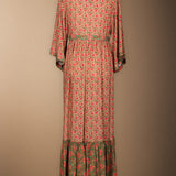 Vestido Parrot Verde Flores Rosas Vest16-The Nook Store